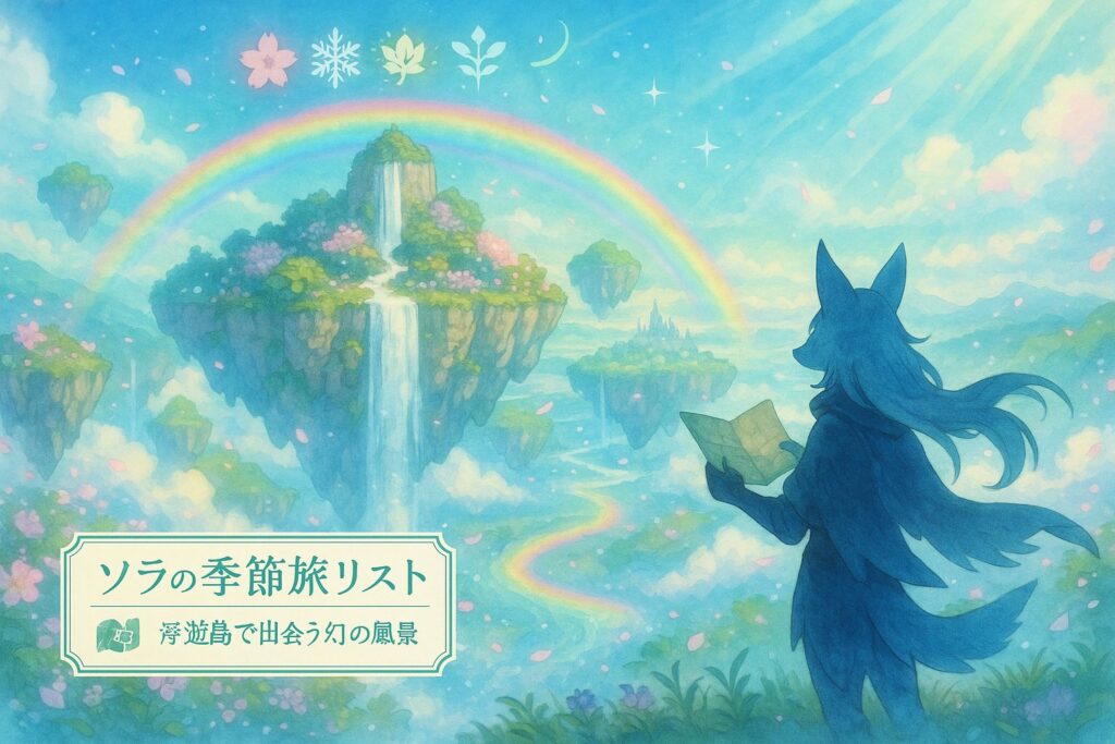 ソラの季節旅リスト｜浮遊島で出会う幻の風景