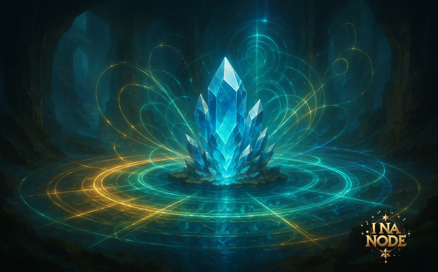 積立金が宿る幻想的な泉と光の輪が輝く風景