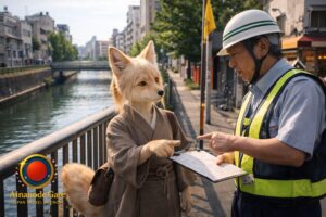 Quiet Kitsune Steps Along Kameari’s Afternoon Grid